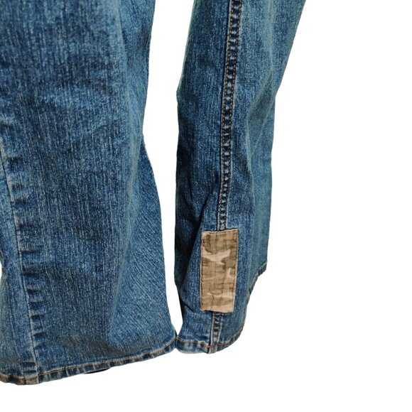 Vintage Faded Glory Girls Plus Jeans Flare Leg Camo Patch y2K Denim Blue Sz 16.5 - Picture 10 of 11